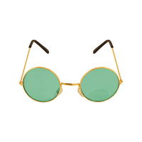 Carnaval verkleedbril   ronde glazen   groen   flower power   hippie