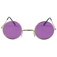Carnaval verkleedbril   ronde glazen   paars   flower power   hippie