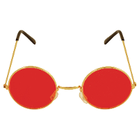 Carnaval verkleedbril   ronde glazen   rood   flower power   hippie