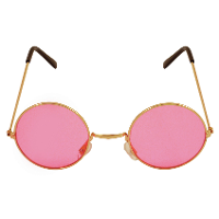 Carnaval verkleedbril   ronde glazen   roze   flower power   hippie