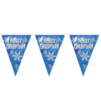 Kerst vlaggenlijn Merry Christmas   blauw   360 cm   PVC   vlaggetjes