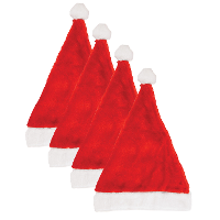 Kerstmuts   4x   rood   voor volwassenen   budgetmuts   29 x 42 cm   pluche