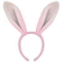 Konijnen/bunny oren   roze met wit   volwassenen   28 cm   Feest diadeem konijn/paashaas