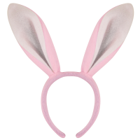 Konijnen/bunny oren roze met wit voor volwassenen 27 x 28 cm