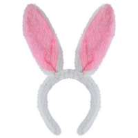 Henbrandt Konijnen bunny oren   wit met roze   voor volwassenen   29 x 23 cm