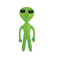 Opblaasbare groene alien figuur   64 cm   uit space/de ruimte   buitenaards leven pop