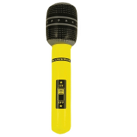 Opblaasbare microfoon   neon geel   40 cm   opblaas   popster verkleedaccessoires