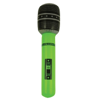 Opblaasbare microfoon   neon groen   40 cm   opblaas   popster verkleedaccessoires