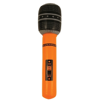 Opblaasbare microfoon   neon oranje   40 cm   opblaas   popster verkleedaccessoires