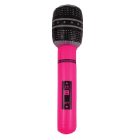 Opblaasbare microfoon   neon roze   40 cm   opblaas   popster verkleedaccessoires