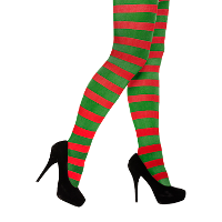 Panty/maillot   rood met groen gestreept   voor dames   M/L