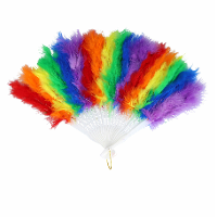 Spaanse hand waaier   Pride/regenboog thema kleuren   kunststof   45 x 27 cm