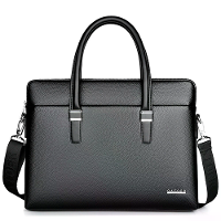 Heren Bedrijf Lederen Aktetas Solide Eenvoudige Mode 14'' Laptop Handtas Waterdicht Grote Capaciteit Schouder Crossbody