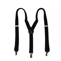 Heren Classic Zwarte Bretels Elastische Y Back Verstelbare Bandjes met 3 Metalen Clips