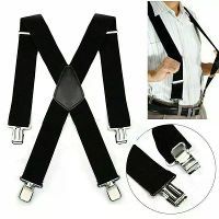 Herenbretels met 5 cm verbrede en comfortabele elastische banden,verstelbare 4 clips voor broeken,klassieke zwarte brete