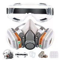 Hergebruikbaar half gezichtsmasker met veiligheidsbril dubbele filtratie voor chemische organische dampen lassen houtbew