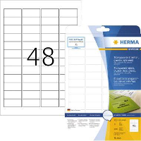 Herma 8016 Folie etiketten 45.7 X 21.2 Mm Folie, glanzend Transparant 1200 stuk(s) Permanent hechtend Laser (zwart/wit), Kopiëren (zwart/wit), Laser (kleur),