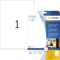 Herma 8020 Etiketten (A4) 210 x 297 mm Folie, glanzend Transparant 25 stuk(s) Permanent hechtend Folie etiketten