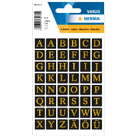 Alfabet plak letters   A Z Stickers   2x vellen   zwart / goud   13 mm