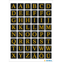 Hema Stickervellen   96x Letter stickers   alfabet   zwart/goud   13 mm
