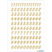 Herma Stickervel   cijfers / getallen   0 t/m 9   2x vellen   goud   8 mm