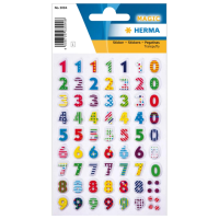 Herma Stickervel nummers 3D   cijfers / getallen   0 t/m 9   1x vellen   gekleurd   8 mm