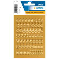 Herma Stickervel nummers   cijfers / getallen   0 t/m 9   1x vellen   goud   12 mm