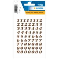 Herma Stickervel nummers   cijfers / getallen   0 t/m 9   1x vellen   goud   8 mm