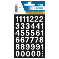 Herma Stickervel nummers   cijfers / getallen   0 t/m 9   1x vellen   wit   15 mm