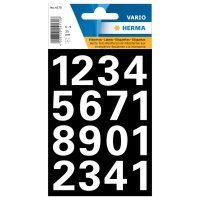 Herma Stickervel nummers   cijfers / getallen   0 t/m 9   1x vellen   wit   25 mm