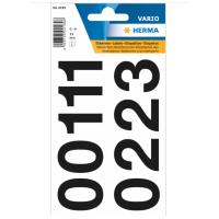 Herma Stickervel nummers   cijfers / getallen   0 t/m 9   2x vellen   zwart   33 mm