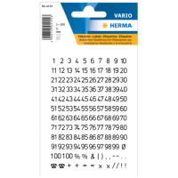 Herma Stickervel nummers   cijfers / getallen   1 t/m 100   2x vellen   zwart   5 mm