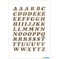 Herma Stickervelletjes met 61x stuks plak letters   alfabet A tot Z   goud/folie   8 mm