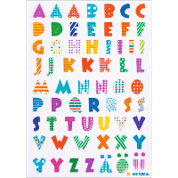 Stickervelletjes met 62x stuks plak letters A Z gekleurde letters