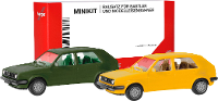 Herpa 012195 010 H0 Auto Volkswagen Golf II 4 deurs, olijfgroen en ginegeel