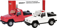 Herpa 012744 H0 Auto Puch G klasse (W460) Cabrio, wit en rood