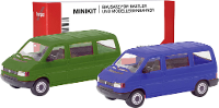 Herpa 012805 002 H0 Auto Volkswagen T4 bus, olijfgroen en ultramarineblauw
