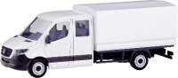 Herpa 013499 H0 Vrachtwagen Mercedes Benz Sprinter dubbele cabine met laadbak, wit