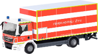 Herpa 098076 H0 Hulpdienstvoertuig MAN TGM koffervrachtwagen met laadwand „brandweer Duessin”