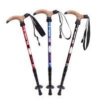 Hewolf 4 Sections Walking Climbing Sticks Ultralight T Handle 7075 Aluminum Trekking Pole Alpenstock