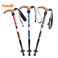 Hewolf 4 Sections Walking Stick Ultralight T Handle 7075 Aluminum Trekking Pole Alpenstock