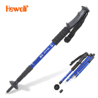 Hewolf Outdoor Hiking Walking Trekking Stick Aluminum Alloy Folding 4 Telescopic Light Sticks
