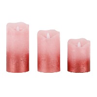 LED kaarsen/stompkaarsen set   3x stuks   roze   half metallic