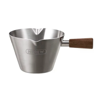 HiBREW 100ml Espresso maatbeker 304 roestvrij staal koffiedoseerbeker met walnoot hout handgreep voor espressomachine