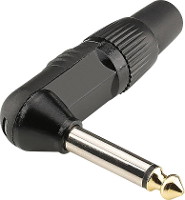 Hicon HI J63MA06 Jackplug 6,35 mm Stekker, haaks Aantal polen: 2 Zwart 1 stuk(s)