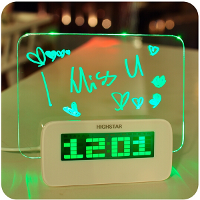 Highstar Model A Fluorescent Message Board Alarm Clock Digital Calendar Thermometer Fluorescent Light