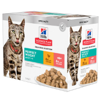 Hill's Adult Perfect Weight nat kattenvoer met kip en zalm maaltijdzakje combipack 1 doos (12 x 85 g)