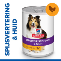 Hill's Adult Sensitive Stomach & Skin nat hondenvoer met kip blik 2 trays (24 x 370 g)
