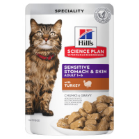 Hill's Adult Sensitive Stomach & Skin nat kattenvoer met kalkoen maaltijdzakje multipack 2 dozen (24 x 85 g)