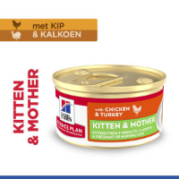 Hill's Kitten & Mother nat kattenvoer met kip en kalkoen (mousse) blik 1 tray (12 x 85 g)